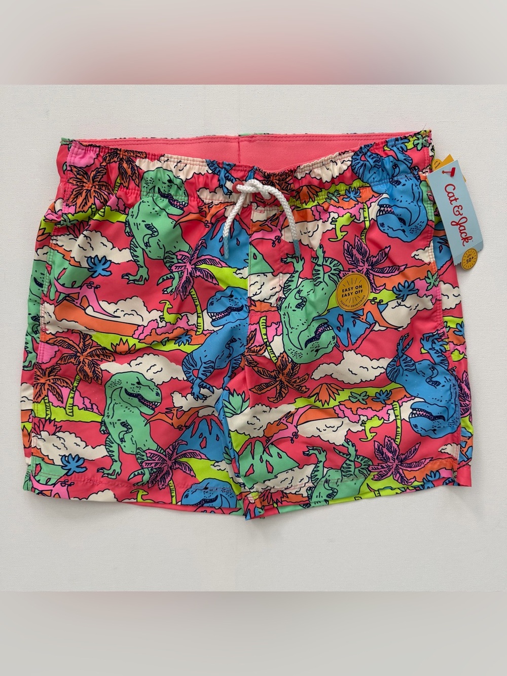 Cat & Jack Neon Dino Print Swim Trunks Size M (8) HUSKY